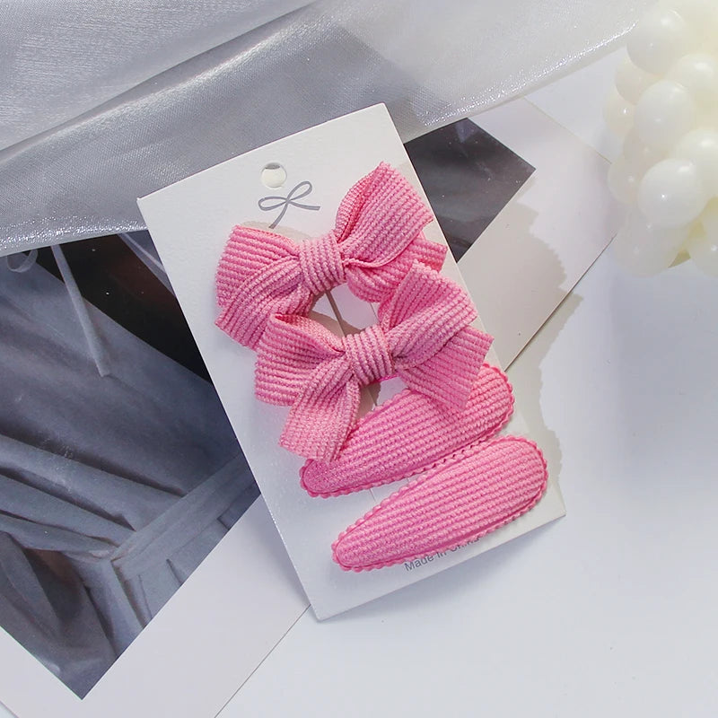3/4/10Pcs Hot Sale Candy Color Hair Bows Clip Girls Double Layered Bow Cute Kid Bangs Hair Pin Cotton Safe Baby Hair Accessories