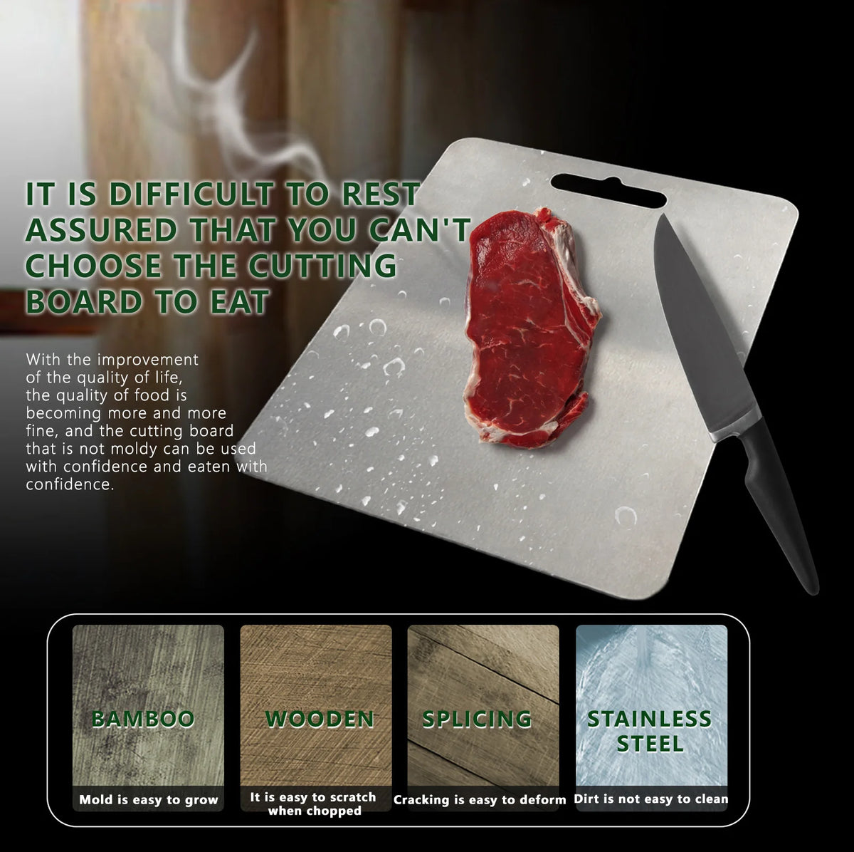 Food Grade Pure Titanium Cutting Board - Antibacterial Odorless, Knife-Safe Non-Stick for Daily Meal Prep