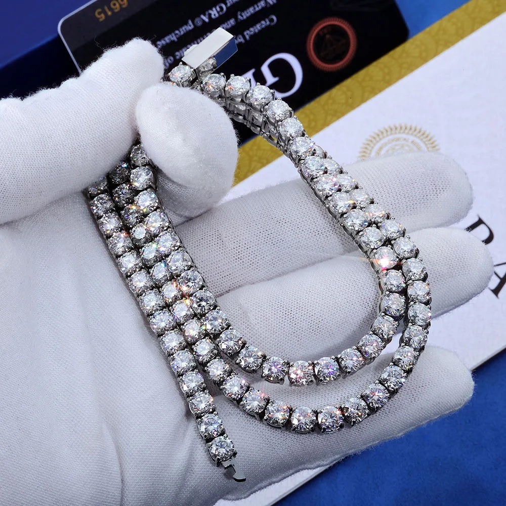 ESKEEM Stainless Steel 3/4/5MM White Moissanite Tennis Chain Necklace Hip Hop Jewelry for Men Women VVS1 Tennis Bracelet Gift
