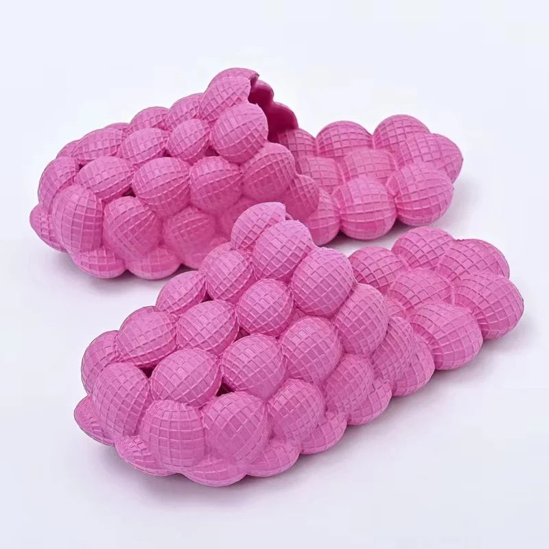 Unisex Summer Slides For Women Outdoor Close Toe Slippers Bubble Massage Litchi Sandals Brand Fashion Designer Sandals Men Clogs