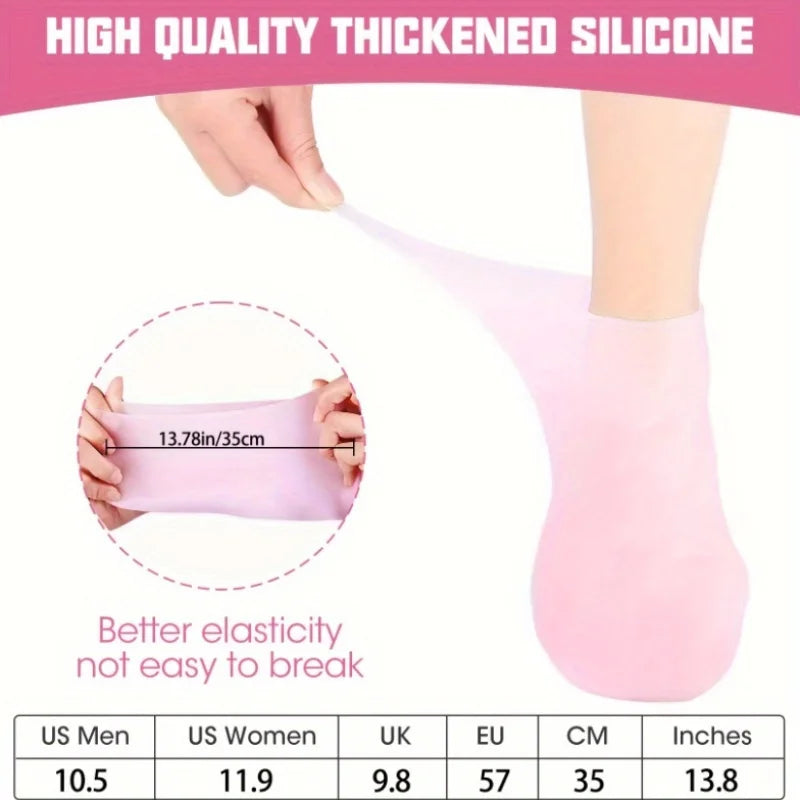 2 Pairs Of Moisturizing Silicone Foot Socks - Specially Designed For Cracked Feet, Contains Massage And Moisturizing Gel