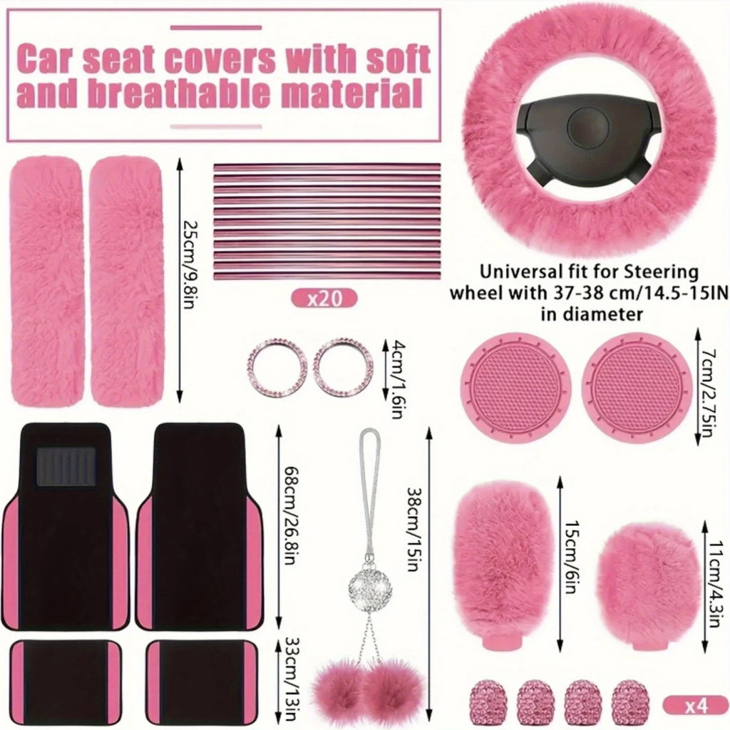 41pcs General Motors Interior Additions Set Including Seat Covers, Steering Wheel Cover, Seat Belt Cover, Car Floor Mats, Easy to Install, Durable, All-Season Protection