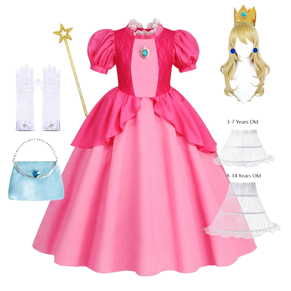 Peach Dresses For Girls Halloween Costume Carnival Birthday Dress Princess Clothes Party Cosplay Kids Vestidos