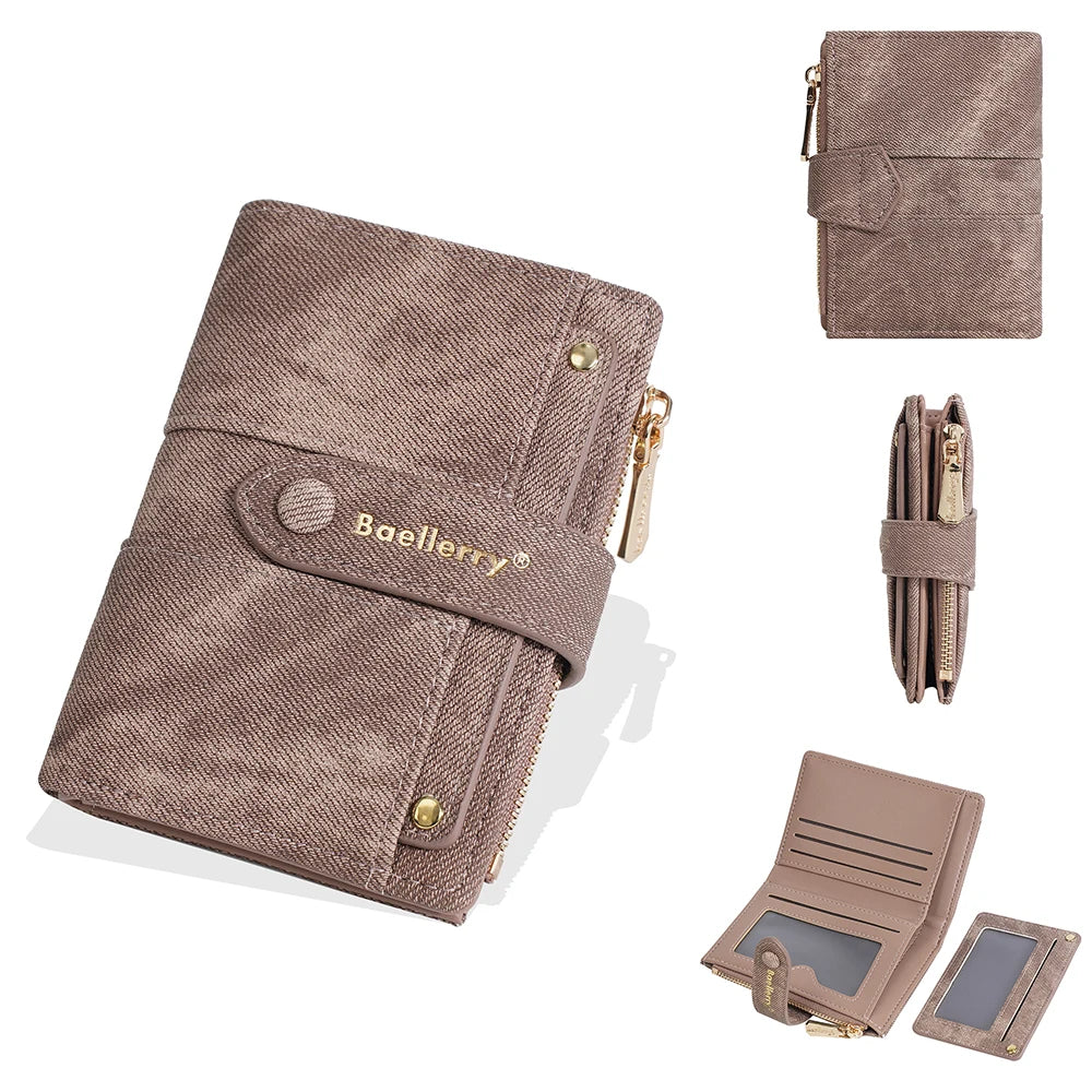 Baellerry New Fashion Women Short Wallets Zipper Coin Bags Top Quality Female Purse Coin Pocket Women's Detachable Card Clip