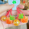2PCS Colorful Hand-painted Graffiti Fruits Girls Kids Elastic Hair Bands Cute Hair Accessories Children Hair Ties Baby Headwear