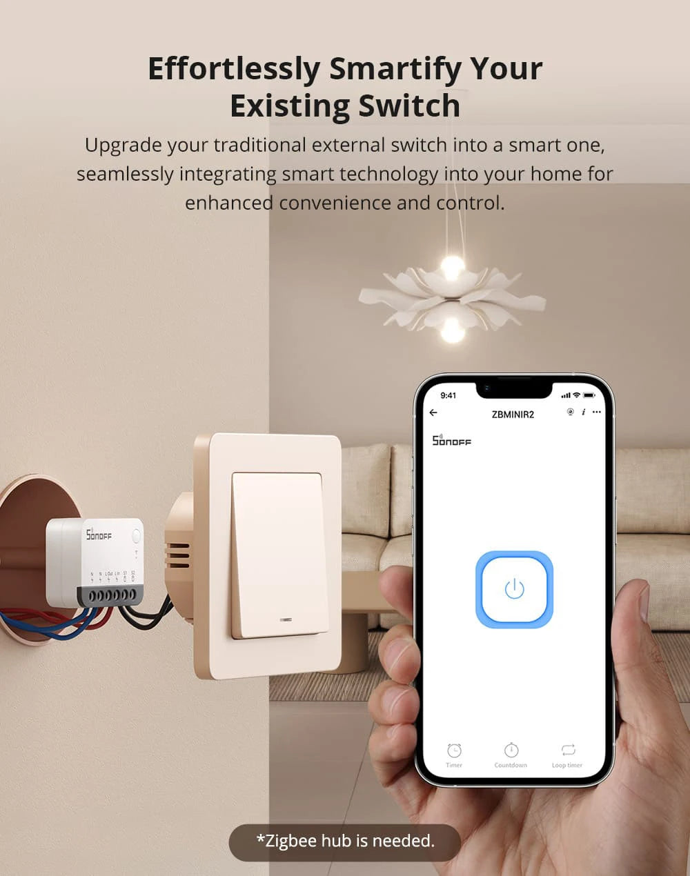 SONOFF ZBMinir2 ZBMini Extreme Zigbee Smart Switch Detach Relay External Switch Control Via EWeLink Compatible with Zigbee Hub