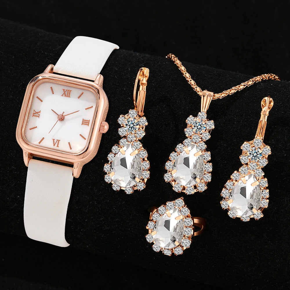 2/4PCS Fashion Minimalist Watch Luxury Men's and Women's Leather Belt Business Leisure Bracelet Quartz Watch