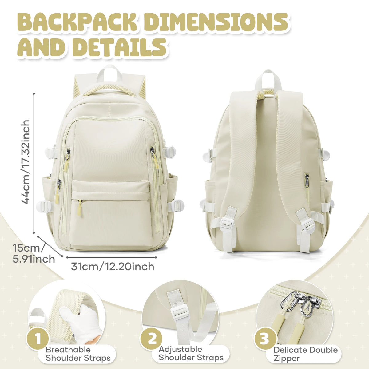 School Backpack for Girl Boy High Capacity Waterproof Teens College Daypack Knapsack Men Women Travel Backpack Laptop Kawaii Bag
