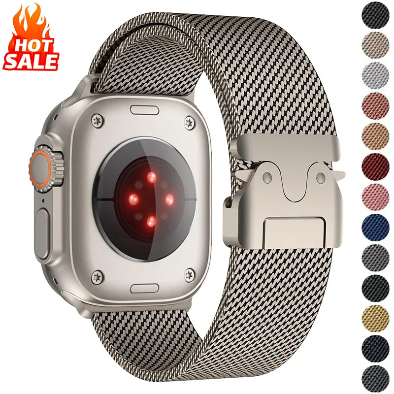 Milanese Strap for Apple Watch Band Ultra 2 49mm 46mm 42mm 44mm 45mm 41mm 40mm Loop Bracelet for Iwatch Series 10 9 7 8 5 6 SE 5