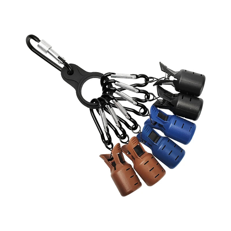 New Squid Jig Bait Protector Kit Size M 6pcs Webfoot Octopus Egi Hooks Cover Cuttlefish Umbrella Lure Cap with Carabiner