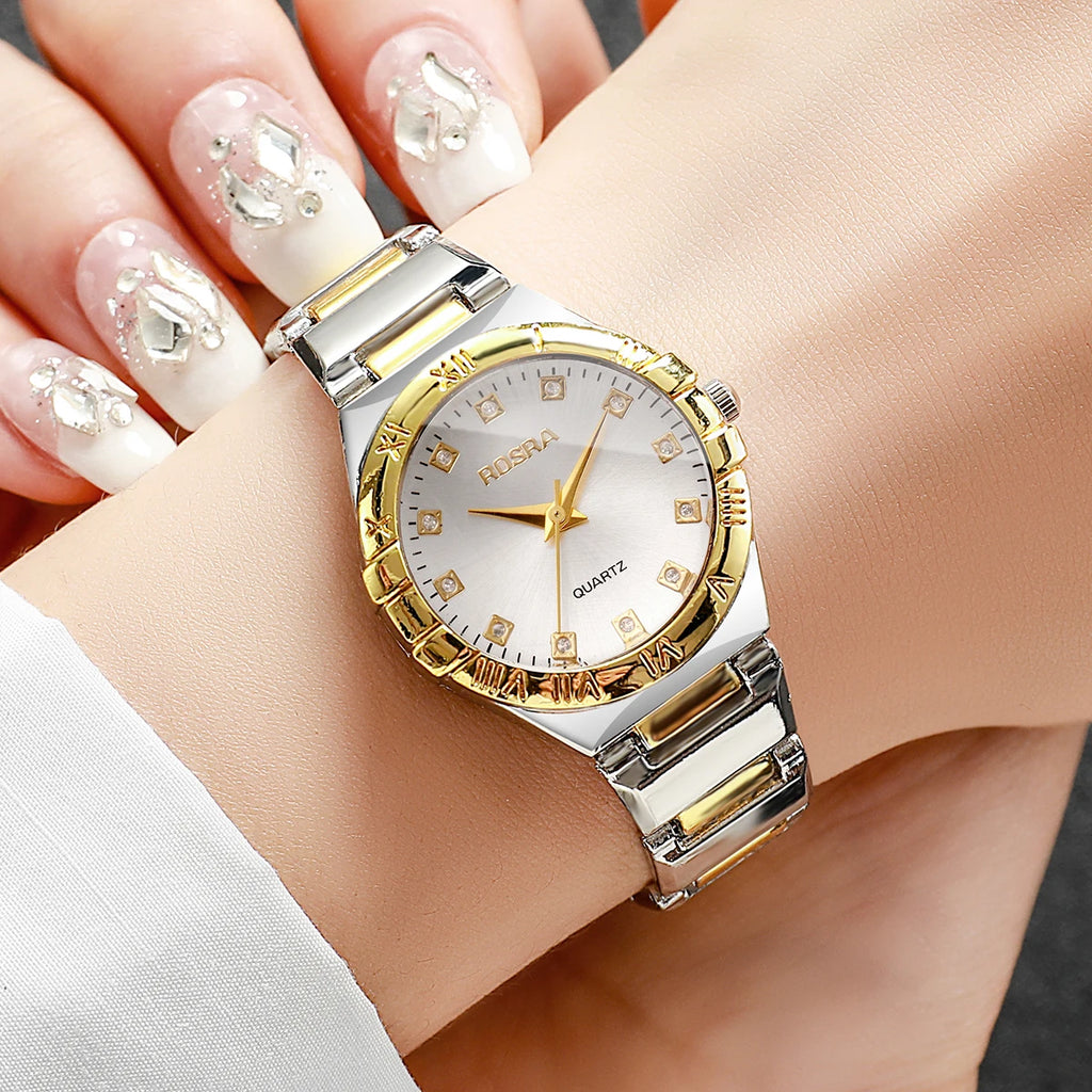 Luxury Rhinestone Women Quartz Watch Fashion Stainless Steel Strap Wristwatches For Ladies Clock Reloj Mujer（Without Box）