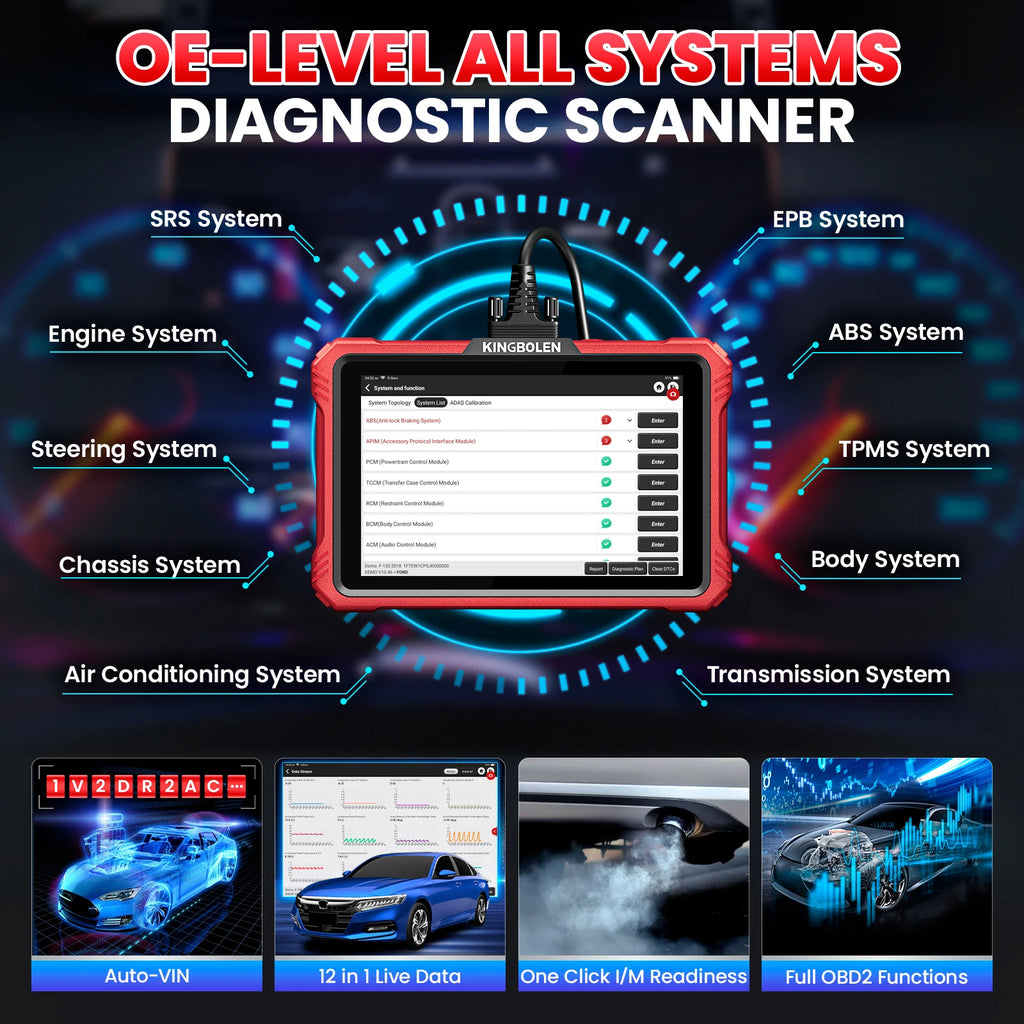 KINGBOLEN K10 ELITE Diagnostic Scanner 40+ Resets Auto Scan