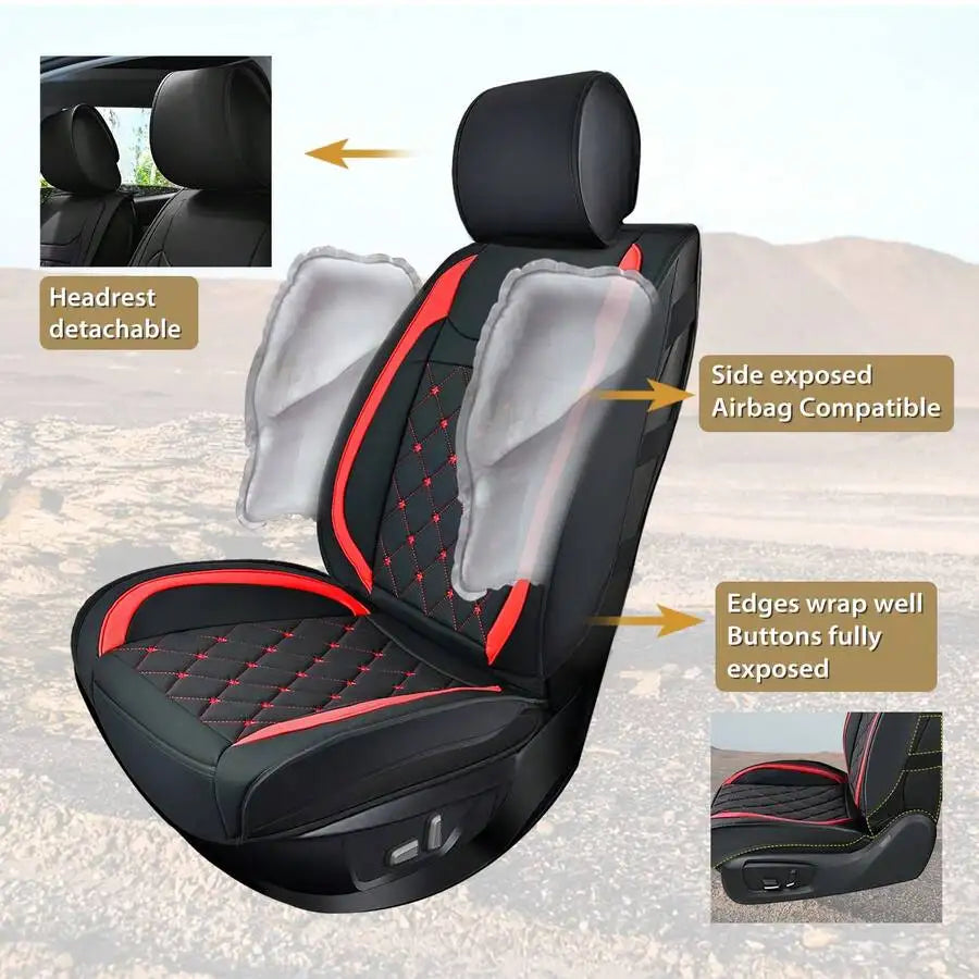 Nilight 5 Car Seat Covers Waterproof Faux Leather Cushions Anti-Slip Universal Fit For 5 Cars Kia Civic Corolla Camry CR-V RAV4