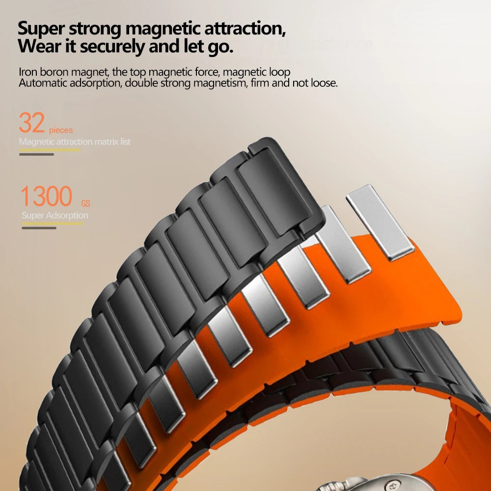 Magnetic Silicone Band for Apple Watch Ultra 3 2 49mm 46mm 42mm 45mm 44mm 40 41mm Strap IWatch Series 11 10 9 8 7 6 SE Bracelet