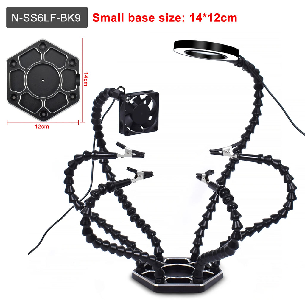 NEWACALOX Soldering Third Hand PCB Helping Hands Welding Rework Station 3X USB LED Magnifier Table Lamp Soldering Iron Stand