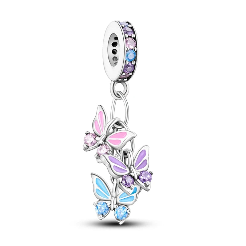 Pink Charms Original 925 Sterling Silver Heart Bow Perfume Bottle Charms Beads Pendants Fit Bracelet DIY Women Jewelry Making