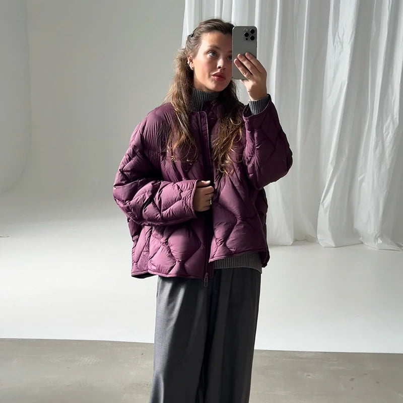 Fashion Women's Quilted Padded Jacket Loose O-neck Single Breasted Pockets Full Sleeve Cotton Coats 2026  Winter Lady Jacket New