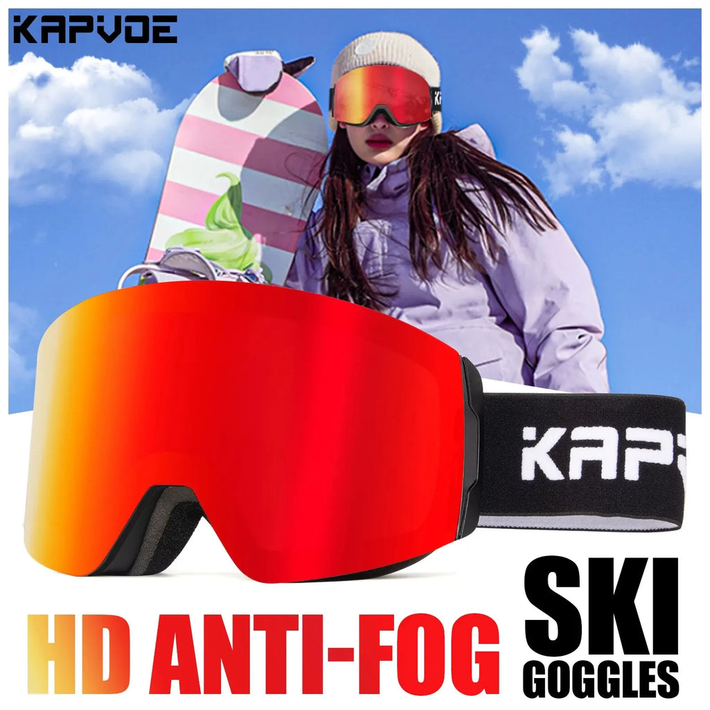 Kapvoe Ski Goggles Double Layers Anti-fog UV400 Snowboard Snow Goggles Snowmobile Glasses Eyewear Outdoor Sport Skiing