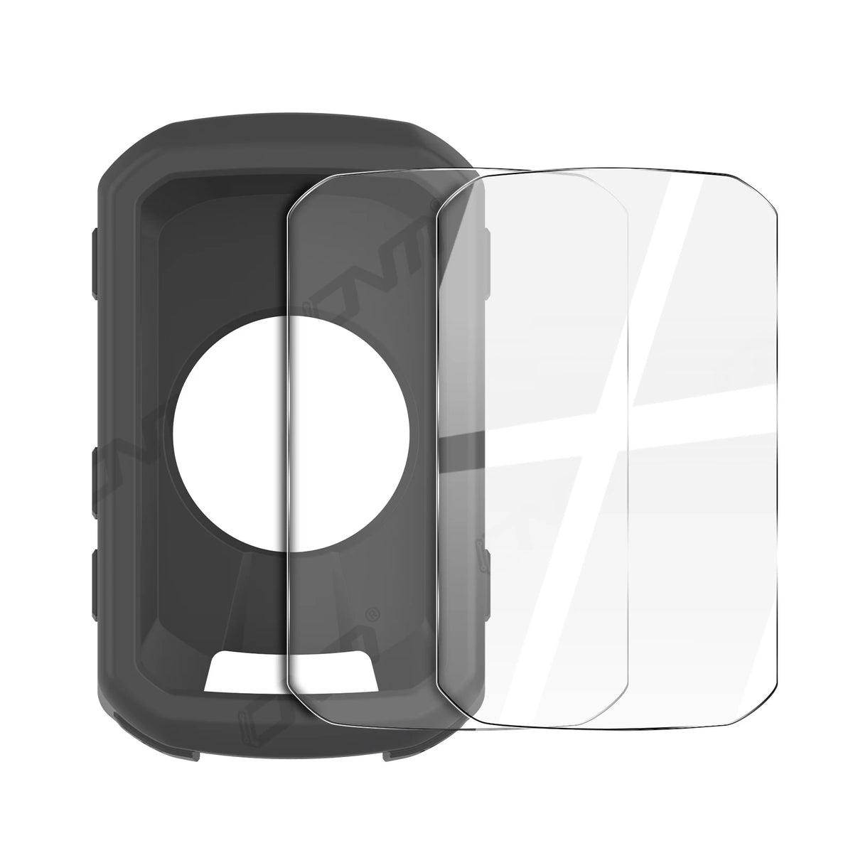 2-in-1 Kit: Silicone Case & 2 Tempered Glass for Garmin Edge 550/850 GPS Bike Computer, Protective Cover + Dual Screen Guards