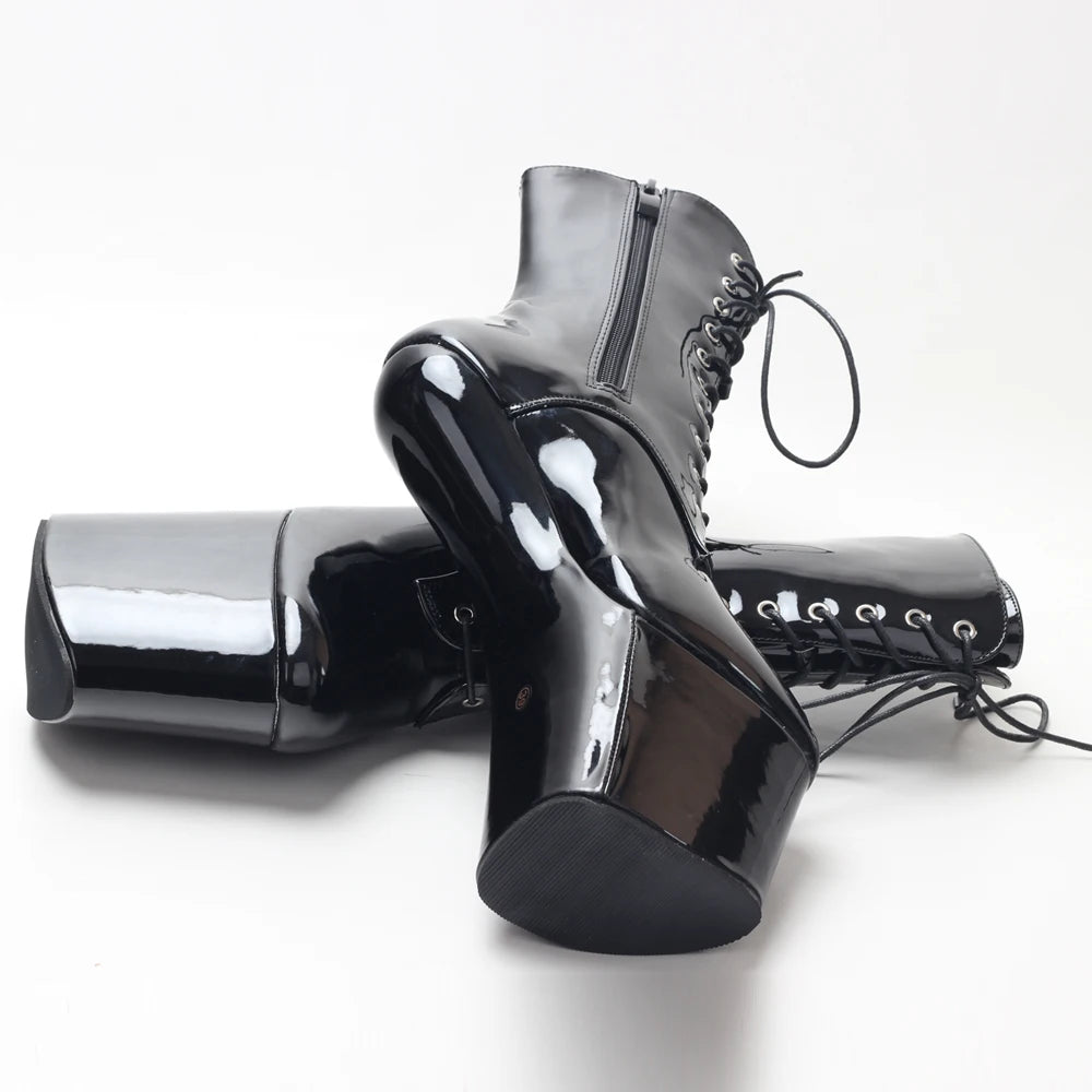 8 Inch High Heelless Exotic Pole Dance Platform Ankle Boots Extreme Fetish Size36-46 In Stock Fast Shipping