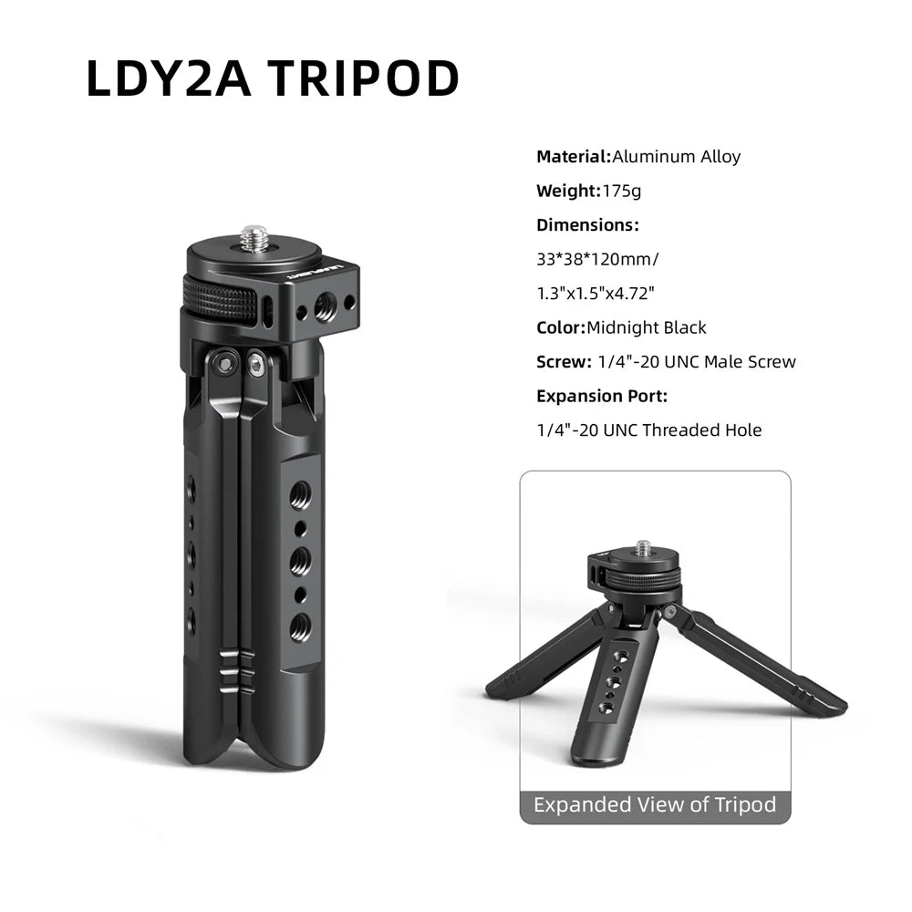 LEAPLIGHT Aluminum Mini Tripod for DJI Osmo Pocket 3/4/4P/360LunaUltra Camera Tripod Handheld Grip w 360° BallHead+Phone Stand