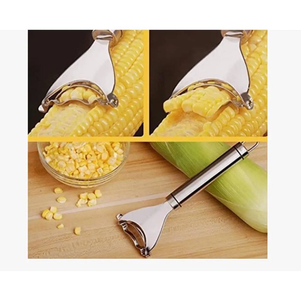 1Pc Stainless Steel Corn Peeler Ergonomic Handle Corn Kernel Remover Magic Corn Stripper Thresher Kitchen Corn Stripping Tool