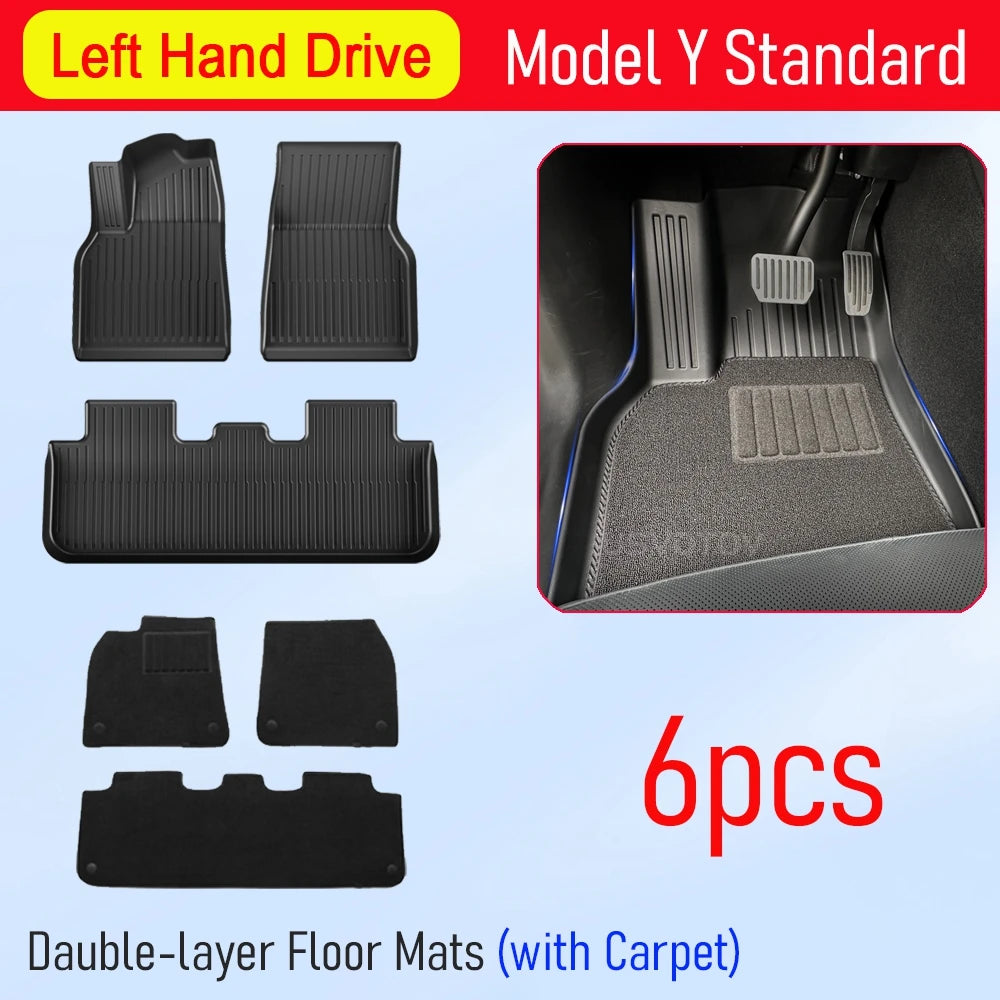 for 2026 2025 Tesla Model Y Standard Floor Mats Trunk Mat Cargo Liner Frunk Backrest Mats Car Accessories (Standard Models Only)