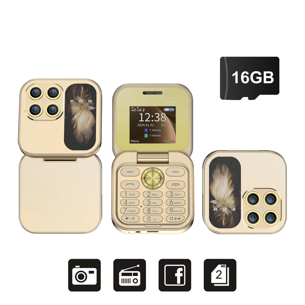 2025 Hot Sale SERVO I17Mini 2G Small Flip Mobile Phone 2 SIM Speed Dial Magic Vioce MP3 Flashlight Mini Fold Cellphone FM Radio