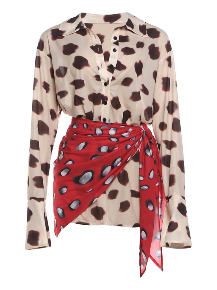 Nibber Music Festival Silk Scarf Strap Patchwork Dress Women Sexy Single-Breasted Full Sleeve Polka Dot Print Hottie Bodycon