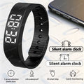 LED Digital Alarm Clock Watch Adjustable Snooze-proof Alarm Bracelet with Running Pedometer Waterproof Vibrating Alarm HT30