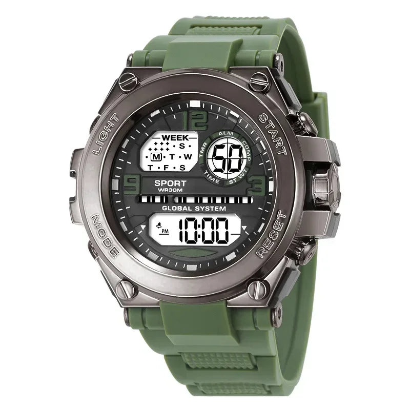 Black Sports Watch for Kids Students Men's Multifunction LED Digital Watch Waterproof Luminous Alarm Clock Electronic Watches