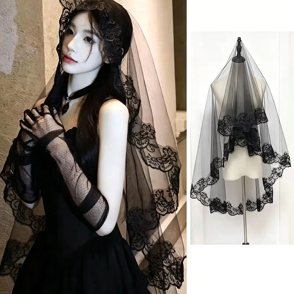 Long White Wedding Veil Elegant Floral Lace Edge Bridal Veils White Wedding Veil Bridal Hair Accessory for Bride Wedding Party