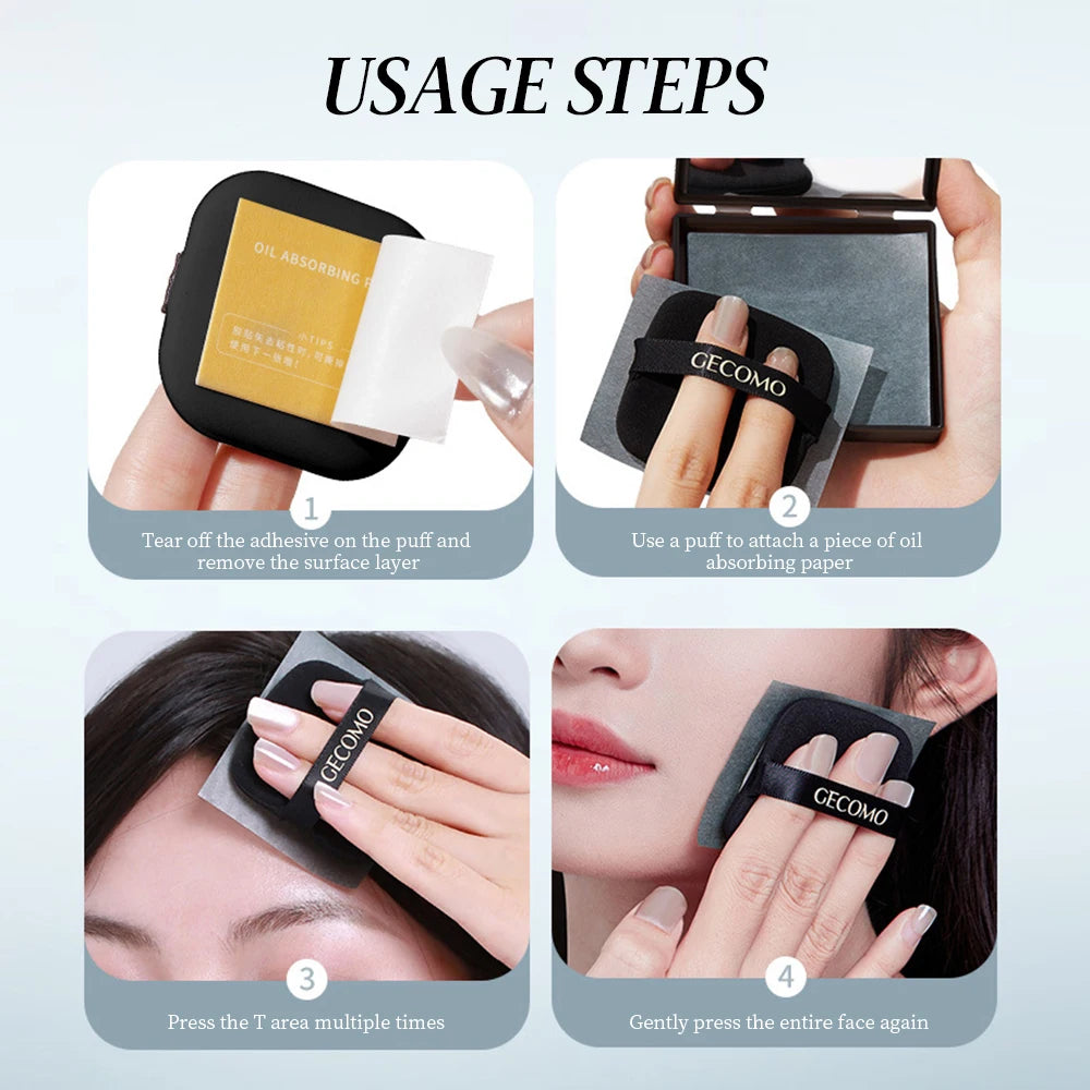 100 Sheets Oil-absorbing Paper With Case &Puff Portable Oil-holding Bamboo charcoal Paper for Makeup