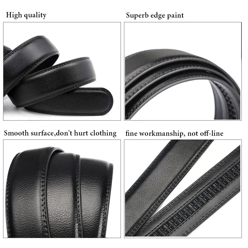 Belt Body No Buckle for Automatic Buckle 2.4 2.8 3.0 3.5cm Width Leather Belts Straps Without Buckle for Men Women 4 Size Wide