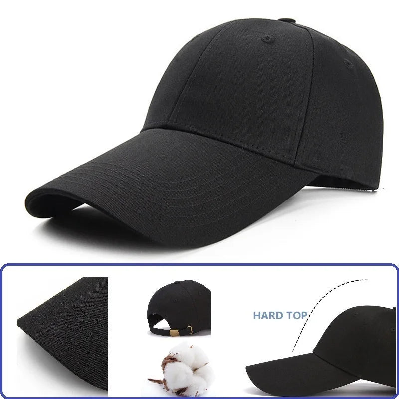 Ajustable Extra Long Bill Brim Baseball Cap Men Women 100% Cotton Visor Hat