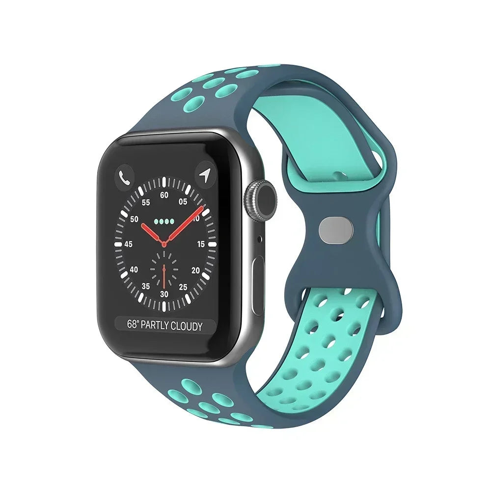 Original Silicone Strap For Apple Watch Band 49mm 44mm 45mm 40mm 42mm Breathable Correa for iWatch Series10 9 8 SE 7 6 Ultra