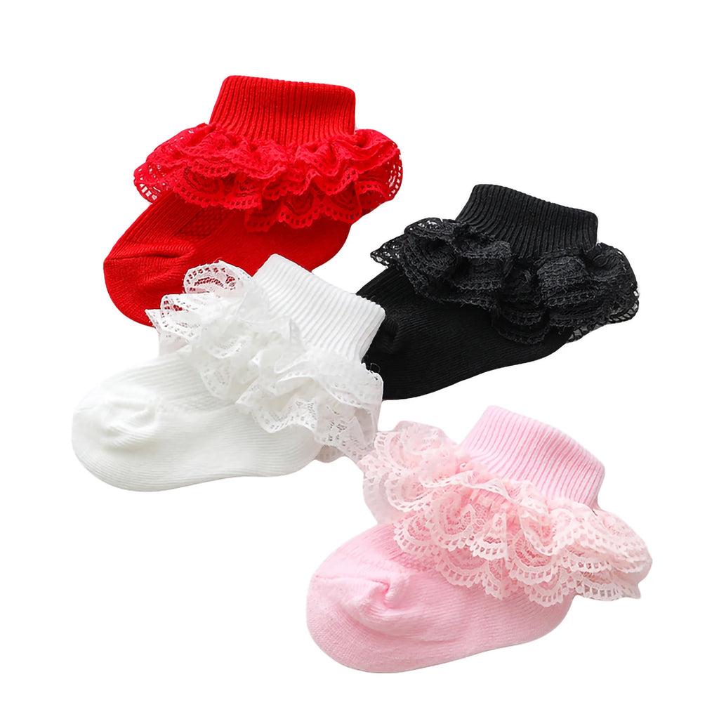 0-12 Months Newborn Baby Cotton Sock Lace Princess Combed Cotton Socks for Girls Summer Spring Infant Babe Ruffle Short Socks