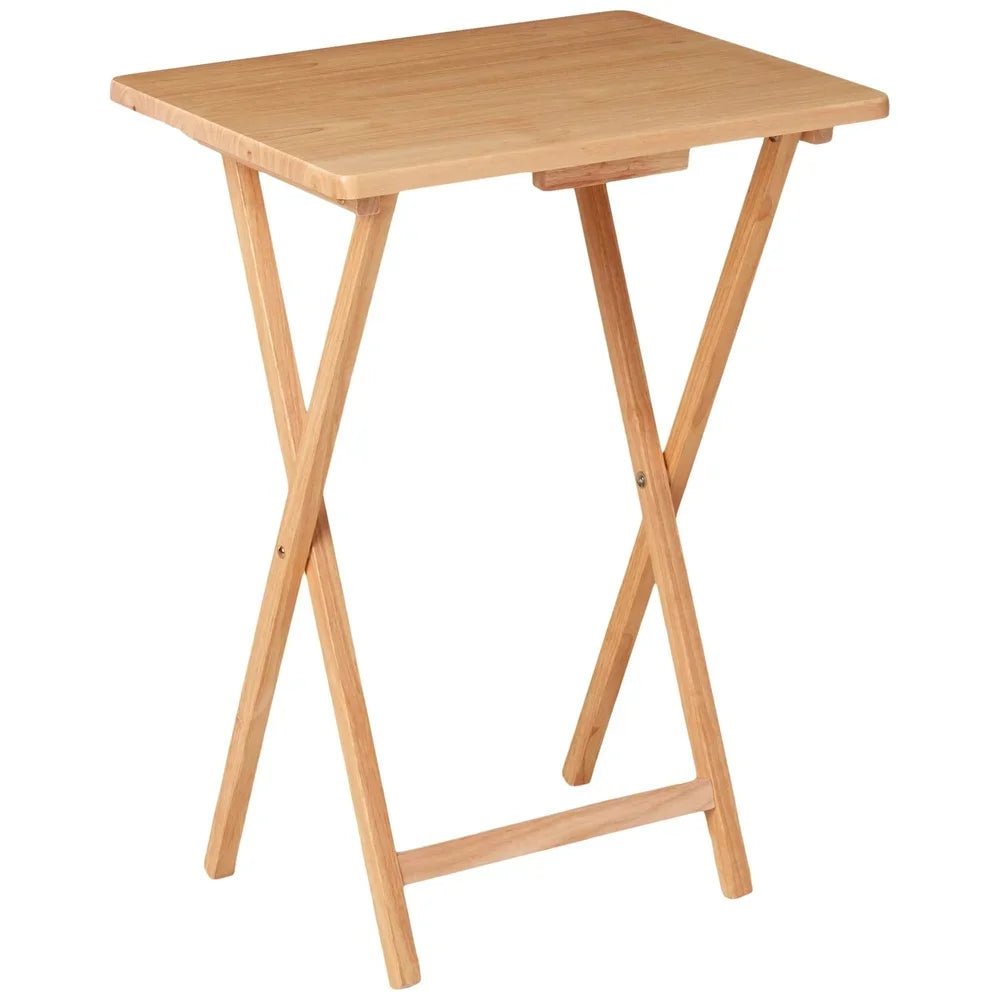 Indoor Folding TV Tray Table Portable Lightweight Solid Rubberwood Space Saving Easy Storage No Assembly Required Compact Design