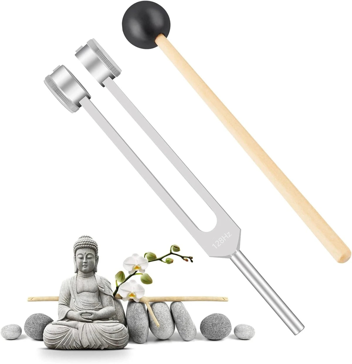 Miwayer 128Hz Tuning Fork 1/2Set -Acoustic Tuning Fork - Professional Sound Therapy Tool for Chakra Balancing & Stress Reduction
