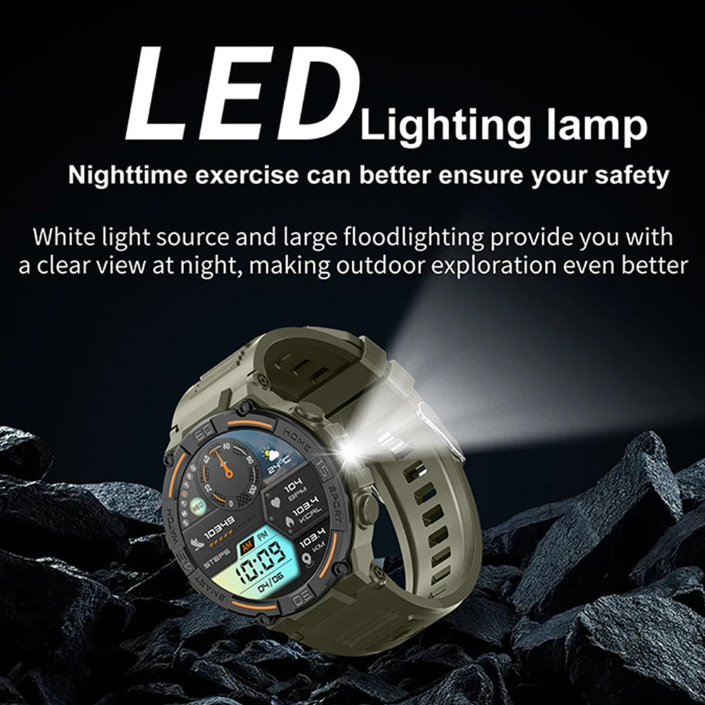 2026 New Military Outdoor SmartWatch Men Bluetooth Call Waterproof Health Monitor Sports Run tracker Smartwatch For Android iOS