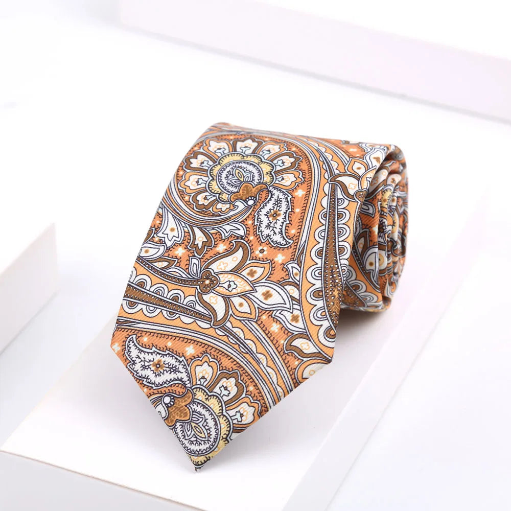 Men's Super Soft Silk Touch Ties Floral Paisley 8cm Necktie For Men Wedding Business Gravata Novelty Printing Neck Ties