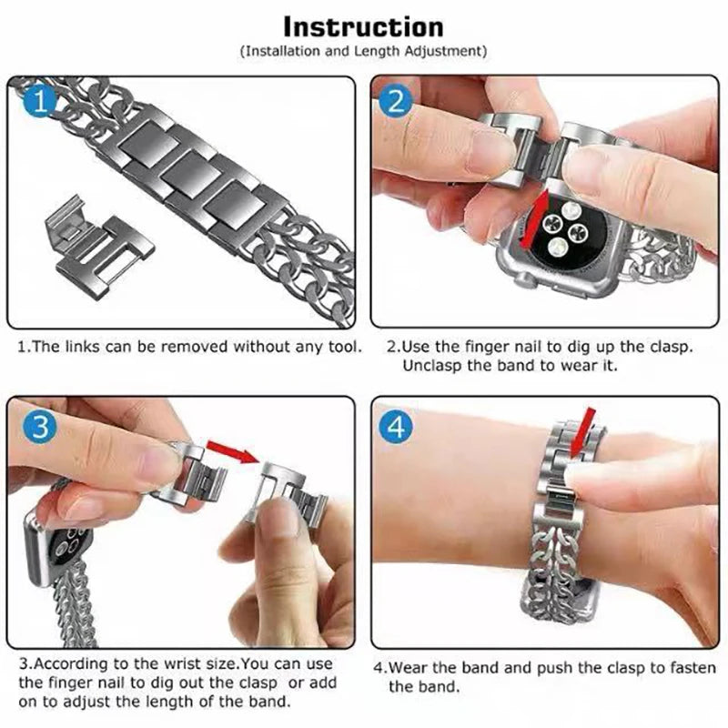 Strap Metal Chain Wristband For Garmin Forerunner 165 265 255 245 55 158 570 Vivoactive 5 6 Venu SQ 3 2