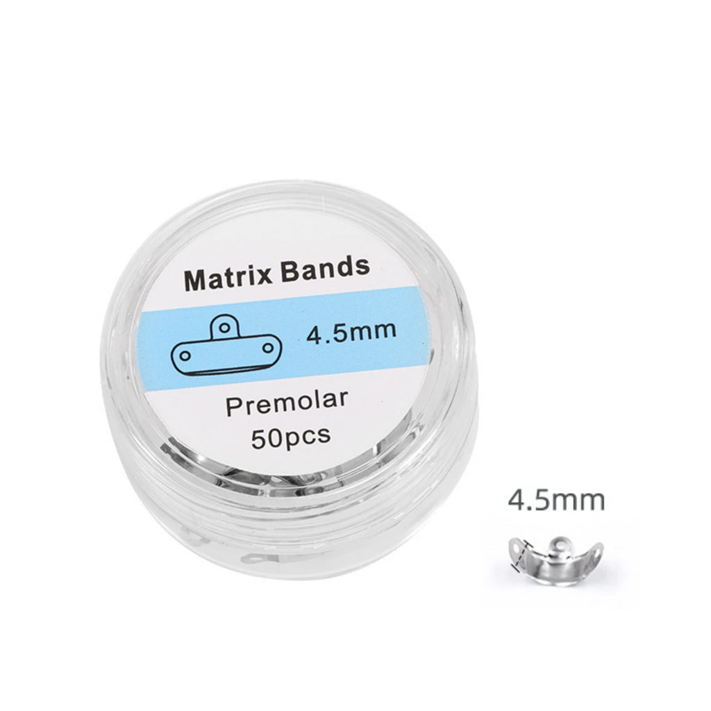 50/100Pcs Dental Sectional Matrix Bands 3.5-6.5mm Pre-Contoured Metal Matrices for Posterior Teeth Restoration Dentistry Tools