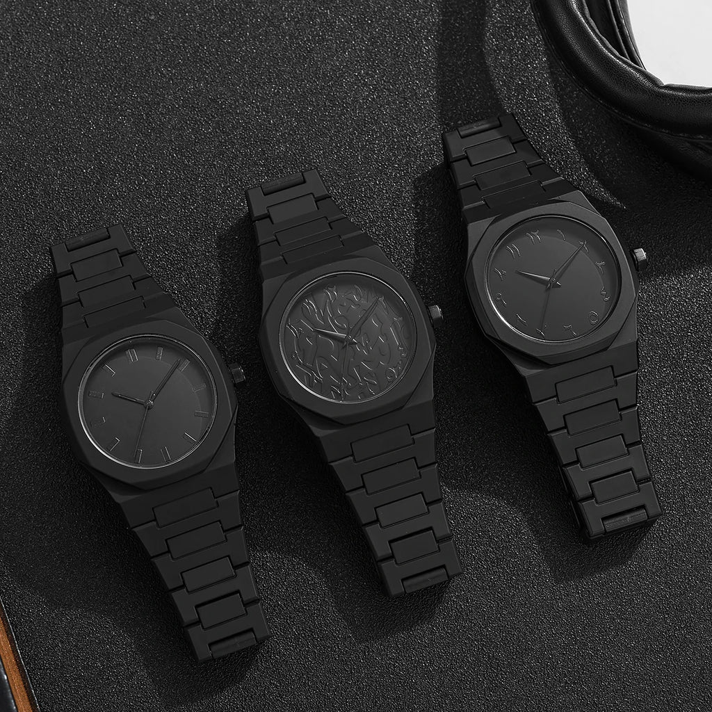 Cross border new hot selling Southeast Asia Middle East Arabic numerals black plastic quartz casual men's watch