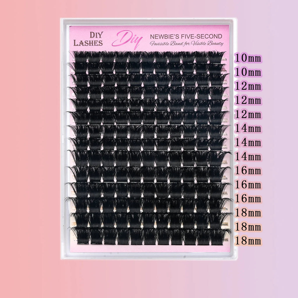HBZGTLAD 14Rows Individual Lashes Natural Russia Volume Mink Eyelash  100-200D Cluster Eyelash Extension Makeup  eyelashes