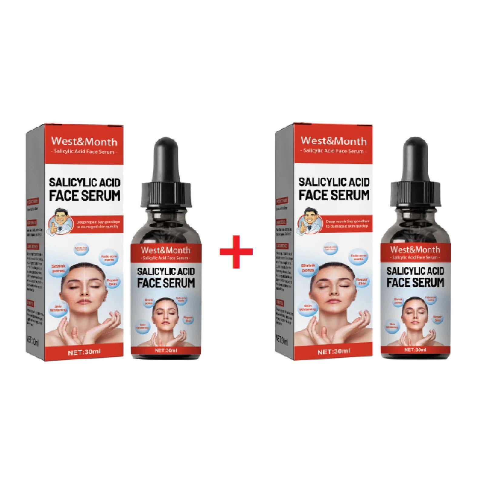 Salicylic Acid Facial Serum Firming Lifting Brighten Skin Tone Shrinks Pores Moisturizing Niacinamide Korean Skin Care Products