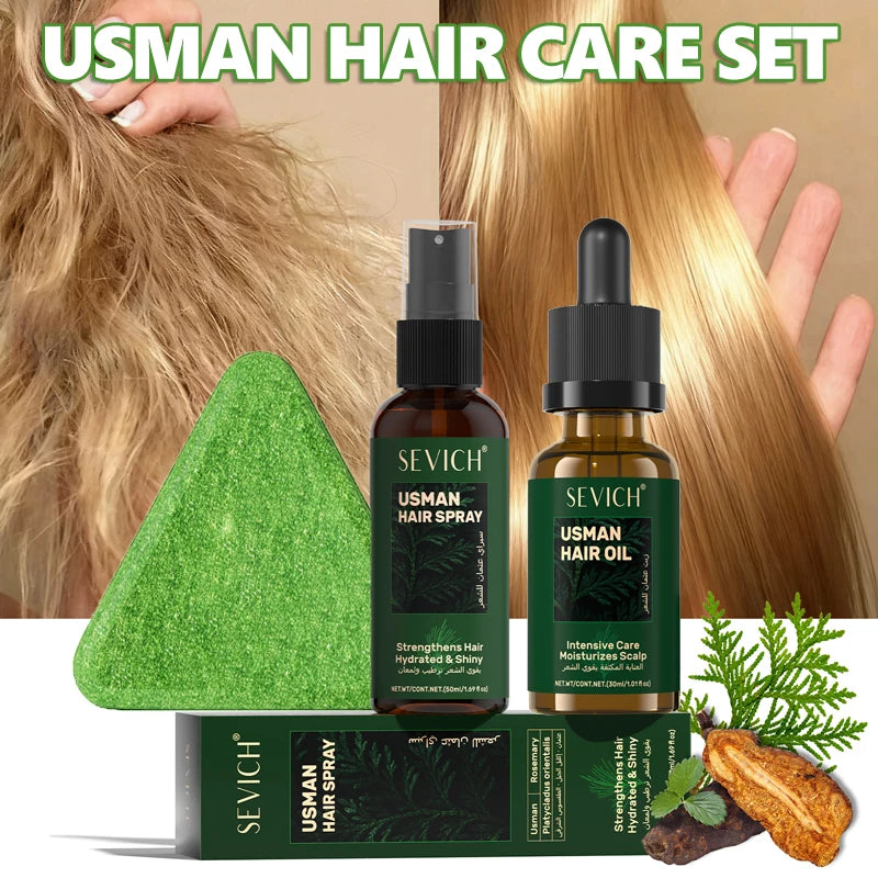 Usman Grass Shampoo Soap Scalp Strengthen Care Spray Hair Nourishing Serum Oil Fluffy Soothing Scalp Itching Repair Hair Root