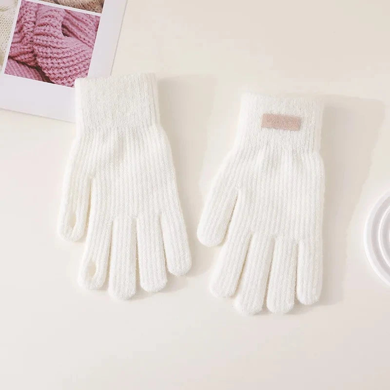 AA Gloves Autumn WinterTouch Screen Gloves Skiing Riding Work Full Finger Mittens Solid Color Warm Knitted Gloves Sport Cycling