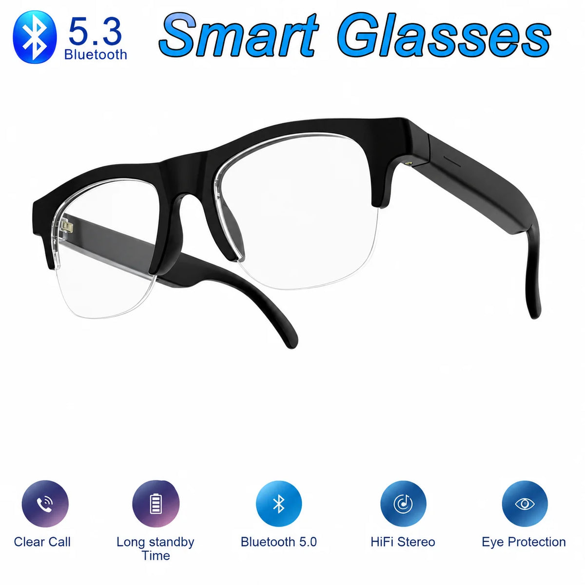 New Camera Control Smart Glasses 2026 Music Sunglasses Headphones Wireless Bluetooth Call Headset HIFI Audio Glasses For Android