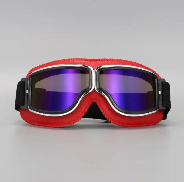 Motorcycle Glasses Windproof Motorcycle Helmet Glasses Sunglasses Retro Universal Folding Leather Retro Motorcycle Accessories